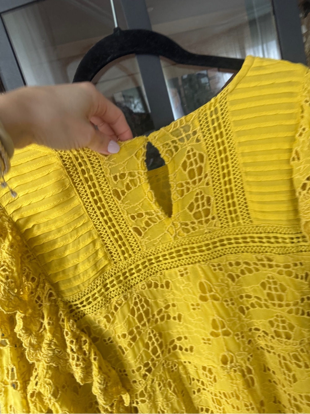 Anthropologie Clementine Blouse Eyelet Ruffle top Puffed long Sleeve marigold - Picture 8 of 11